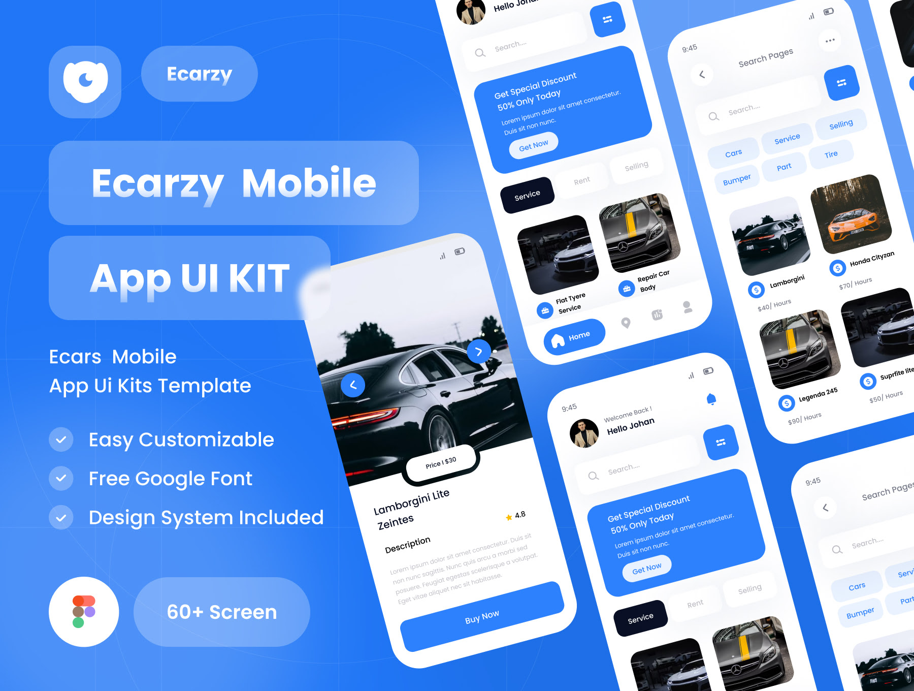 Ecarzy-汽车市场现代应用UI工具包 Ecarzy - Car Marketplace Modern App UI Kit figma格式-UI/UX-到位啦UI